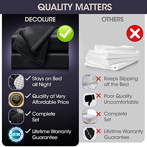 Decolure Satin Sheets, Silky Satin Sheet Set, Satin Bed Sheets Queen