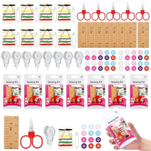 Photo 1 of Wovnet 36 Pack Small Sewing Kit Mini Travel Sewing Kit Bulk Small Emergency Tools Beginner DIY Supplies Box with Threads Tape Measure Scissors Hand Needles Buttons