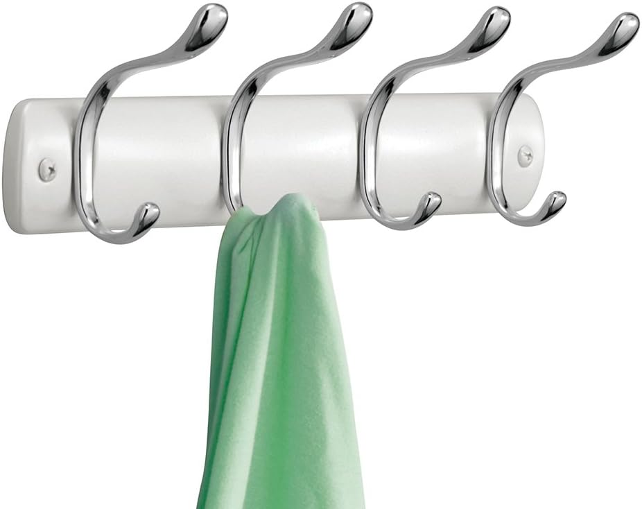 mDesign Wall Wardrobe Hall Coat Hangers Made of Steel 4 Double