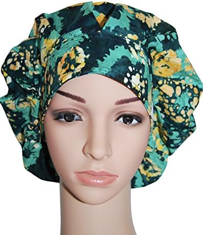 MedCap Bouffant Scrub Hat Cap with Sweatband (Green Yellow)
