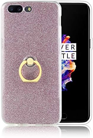 Xifanzi OnePlus 5 Case [Soft TPU BackCover + glitter paper] 2 in 1 Glitter Cute Phone Case Girls with Stand Ring Holder Hybrid Soft Silicone BackCover Shockproof Cases for OnePlus 5 - Rose Gold