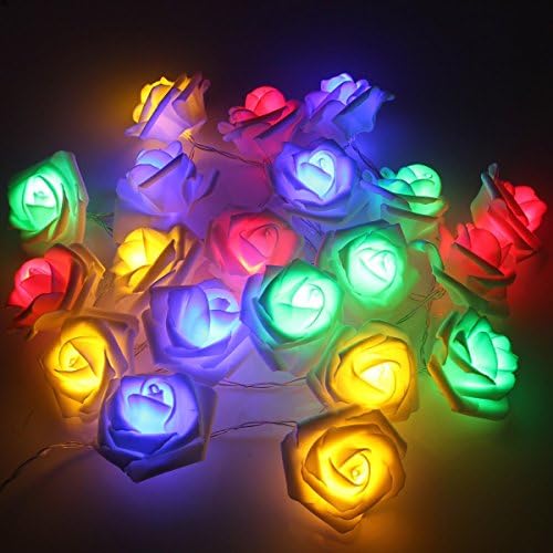 HEYDO, Lovely Romantic 2.2m 20 LED Battery Operated Rose Flower Gorgeous String Lights,Wedding Garden Christmas Decor (Mixed Color)