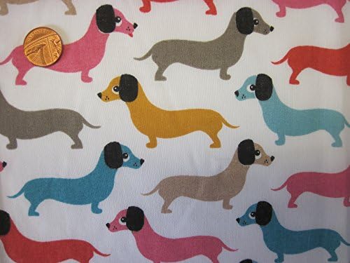 The Craft Junction Silly Sausage Dogs Dachshund Puppies Polycotton Fabric Craft Dressmaking Sewing - Per Metre