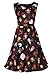 DREAGAL Halloween Sleeveless Floral Printed Flared Swing Dress with Belt