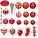 AMS 81ct Christmas Ball Ornaments Holiday Tree Decorations in a Reusable Hand-Help Gift Box for Xmas Tree Decor(Red)