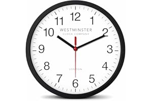 NAFURAHI Always Home Westminster Clock Company 8 Inch Quartz Wall Clock (Standard Clock) Non-Ticking/Battery Operated for School Office Classroom