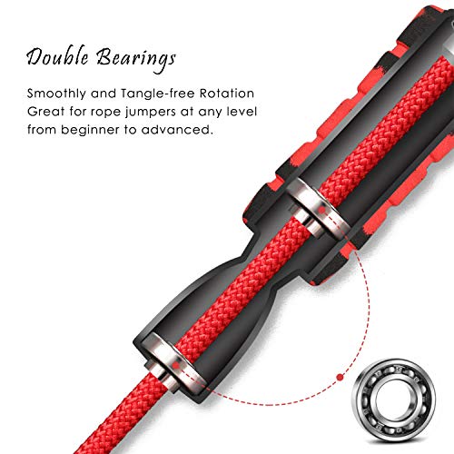 OHOCO Jump Rope for Fitness with Adjustable 9ft Long Wire, Smooth Ball Bearing, High Speed, Tangle-Free, Light Weighted Skipping Rope for Girls, Men, Kids in Gym and Home