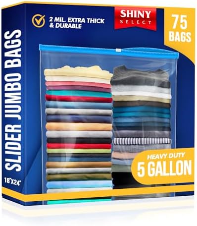 Large Slider Storage Bags 16x18 Inches - 25 Count, Extra Thick For Food & Organization