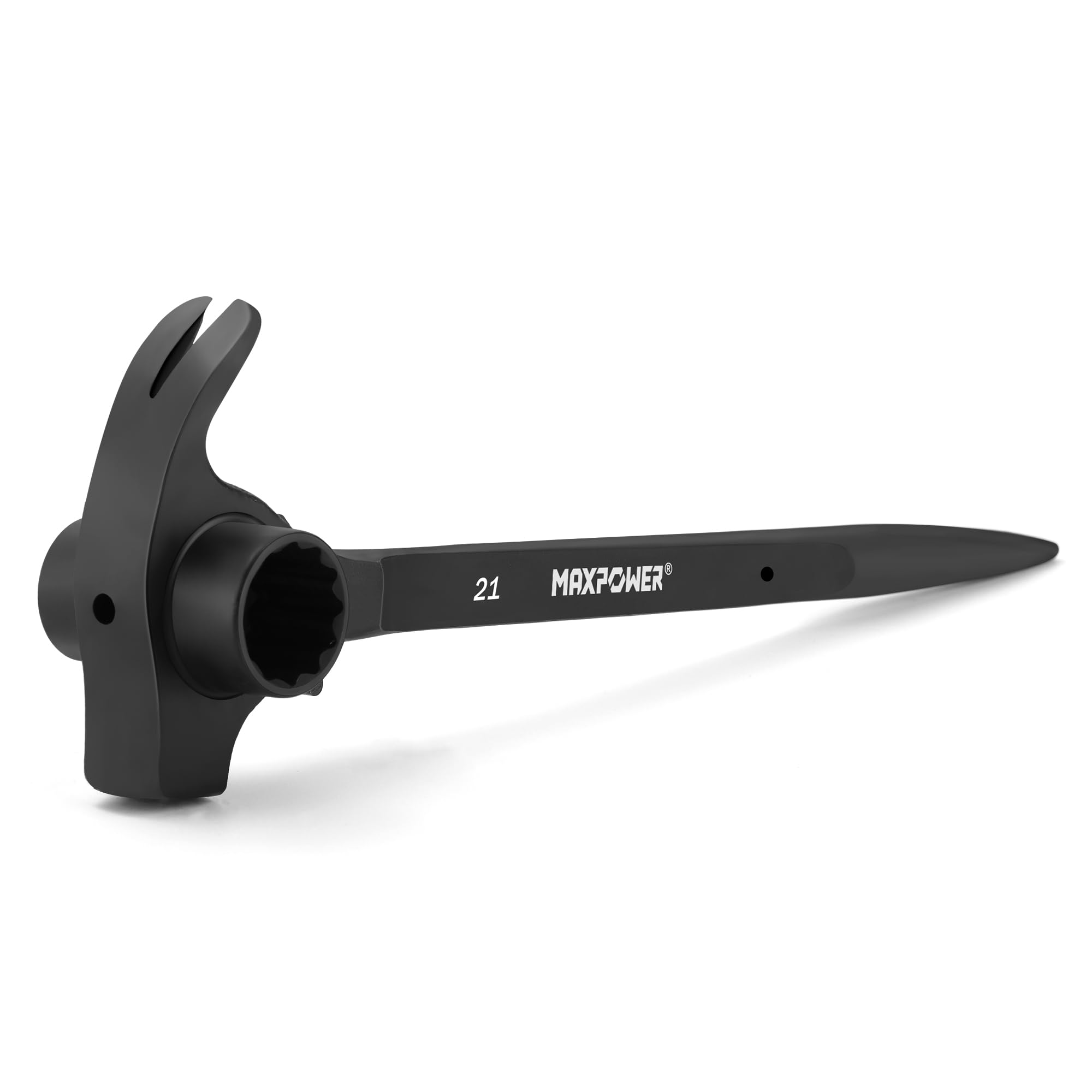 MAXPOWER 19mm x 21mm Ratchet Podger Spanner, Erecting Scaffold Tool Wrench Spanner with Claw Hammer, Crowbar and Nail Puller Function — image 1