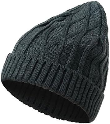 Doufine Men's Winter Hippie Knit Beanie Hat Solid Casual Skull Cap OS Dark Grey
