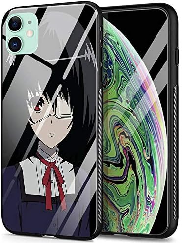 for iPhone 6 Plus Case, Tempered Glass Back Cover Soft Silicone Bumper Phone Case YZ-3 Misaki Mei