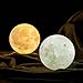 GPJOY Moon Lamp 3D Printing Moon Night Light Rechargeable Lunar Night Light, Dimmable Touch Control Brightness Warm and Cool White, Home Decorative Light with Wooden Stand, Diameter 5.7 Inch