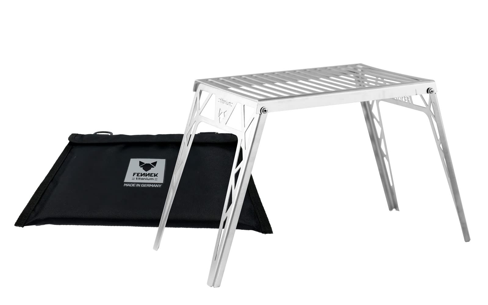 FENNEK Titan folding prost, extremely light and compact, for grilling over hobos, camping stoves, fire pits and much more, made in Germany