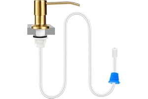ALWANTA Dish Soap Dispenser for Kitchen Sink, Countertop Sink Soap Dispenser Water Pump with 47” No-Spill Extension Tube Kit Design for Kitchen Bathroom (Gold Brushed)