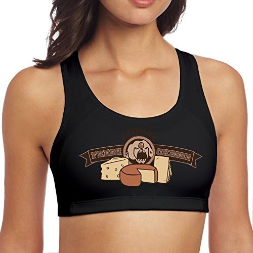 BXXF Womens Workout Sports Bra Yoga Vest Roshans Fresh Chesse Black L.