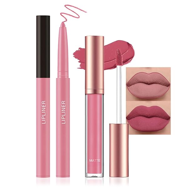 2PCS NUDE COLOR MATTE LIQUID LIPSTICK AND LIP...