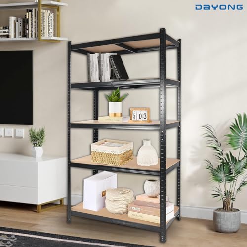 DAYONG 5 Tier Metal Storage Rack, Shelving Units, Storage Shelves, Shelf Storage Organizer for Kitchen, Living room, Bedroom, Office, Balcony (Black)