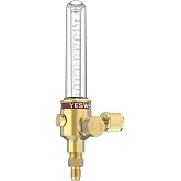 YESWELDER Nitrogen Flow Meter 1/4" SAE Flare Inlet 0-70SCFH 50PSI Nitrogen | Brazing Supply Monitoring, Clear Dial Readout, Controlled Delivery Setup, Shop Metalworking Tasks, Workshop Line Management