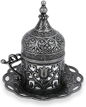 Traditional Design Brass Cast Turkish Coffee Cup, Espresso Cup, Tea Cup with Saucer-(CC-211)