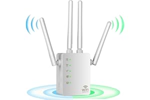 WiFi Extender Booster 1200Mbps WiFi Booster Wireless Extender 5GHz & 2.4GHz Dual Band Repeater with Ethernet Port,4 Antennas,