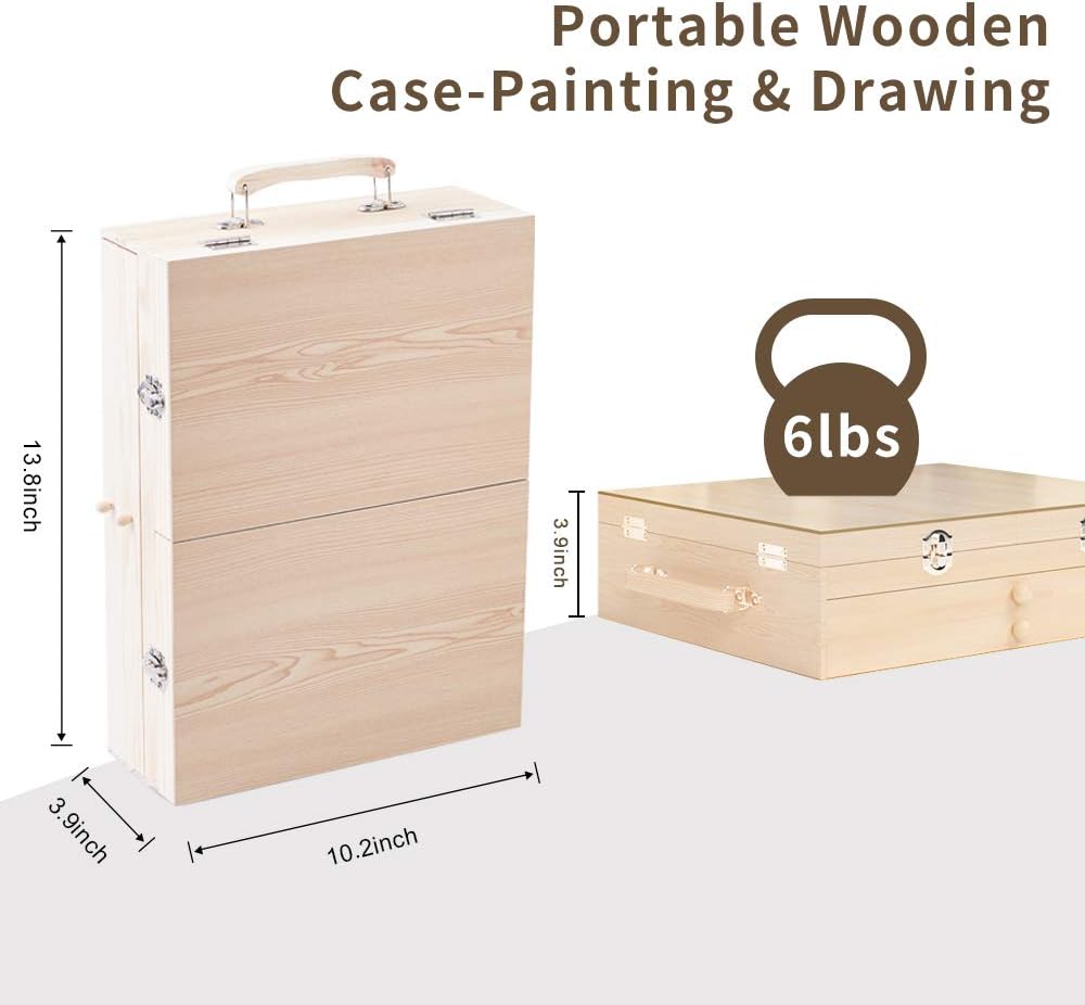 Professional Art Set 85 Piece with Drawing Pads, Deluxe Art Kit in Portable Wooden Case-Painting & Drawing Set, Art Supplies for Kids, Teens and Adults/Perfect Gift，Painting Supplies (White)