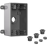 Single-Gang Weatherproof Electrical Outdoor Box, Suitable 1/2-Inch or 3/4-Inch Electrical Conduit Switch/Outlet Box, UL Listed, Junction Box Outlet, Gray