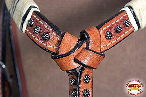 HILASON Western Horse Headstall Breast Collar Set Tack American Leather Mahogany
