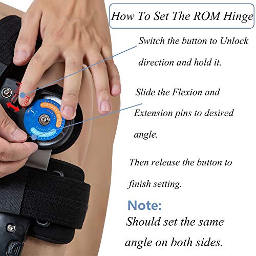 Hinged ROM Knee Brace with Strap, Post OP Patella Injury Immobilizer Brace Medical Orthopedic Guard Protector - Adjustable Full Leg Stabilizer Knee Orthosis Splint