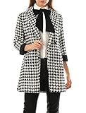 Allegra K Women's Houndstooth Pattern Double Breasted Worsted Coat
