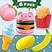 JingStyle 6 Pack Squishies Slow Rising Jumbo Toys Hamburger Peach Banana Mango Ice Cream Fries Food Fruit Squishy Stress Reliever Cream Scented Cuddly Soft Squeeze Holiday Toy for Kids Adults