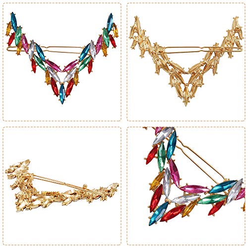 image for YMHPRIDE 10 Pcs Vintage Colorful Crystal Hair Pins Rhinestone Hair Cli