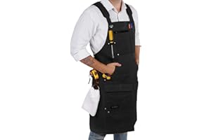 ecoZen Lifestyle Men's Carpenter Apron - Heavy Duty Waxed Canvas Workshop & Woodworking Tool - Fully Adjustable S-XXXL - Woodworking Tools - Aprons for Men
