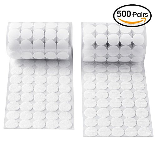 Heze 1000 pcs (500 Pair Sets) 20mm Diameter Sticky Back Coins Hook & Loop Self Adhesive Dots Tapes (White) - Thumbnail 7