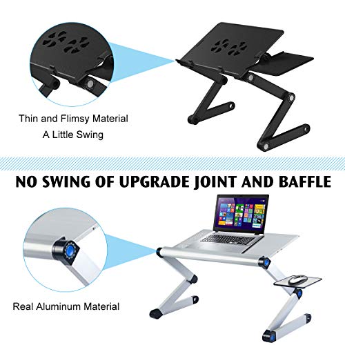 Aluminum Laptop Stand Adjustable Laptop Desk Table for Office Dorm Bed Sofa, Large 19" Ergonomic Portable Tray with CPU Cooling Fans and Mouse Pad Monitor Riser, Upgrade NO Swing - Thumbnail 5