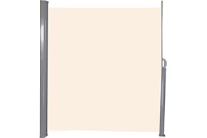 Vilobos Patio Side Awning Wall Mounted Retractable Waterproof Sun Shade Screen Room Divider with Aluminium Pole -Beige (118" L x 78.7" H)