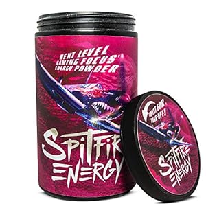 Spitfire Energy Drink voor Gamers – Tub 500gr Gaming Energy Powder – Bosvruchten Smaak – 50 servings – Low Sugar – Vegan