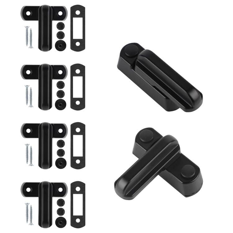 6 Window Locks Made of ABS with 12 x Screws, Sash Blocker Window for Child Safety, Family Safety, Black