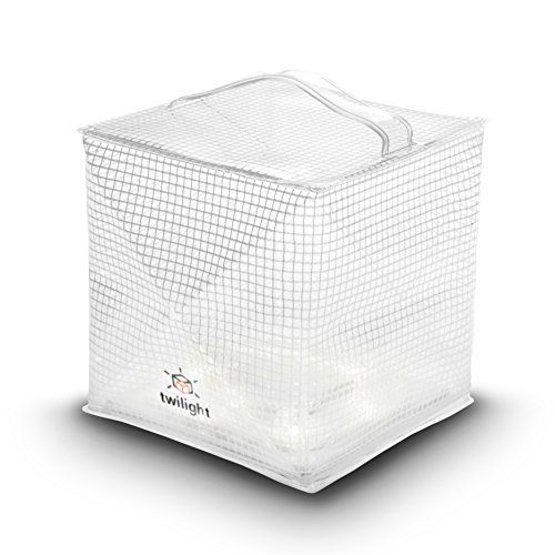 Solight Design Outdoor Solar-Powered Light, Inflatable LED Lantern - Waterproof, Compact, Portable - SolarPuff Twilight, White/Red, 10-Pack