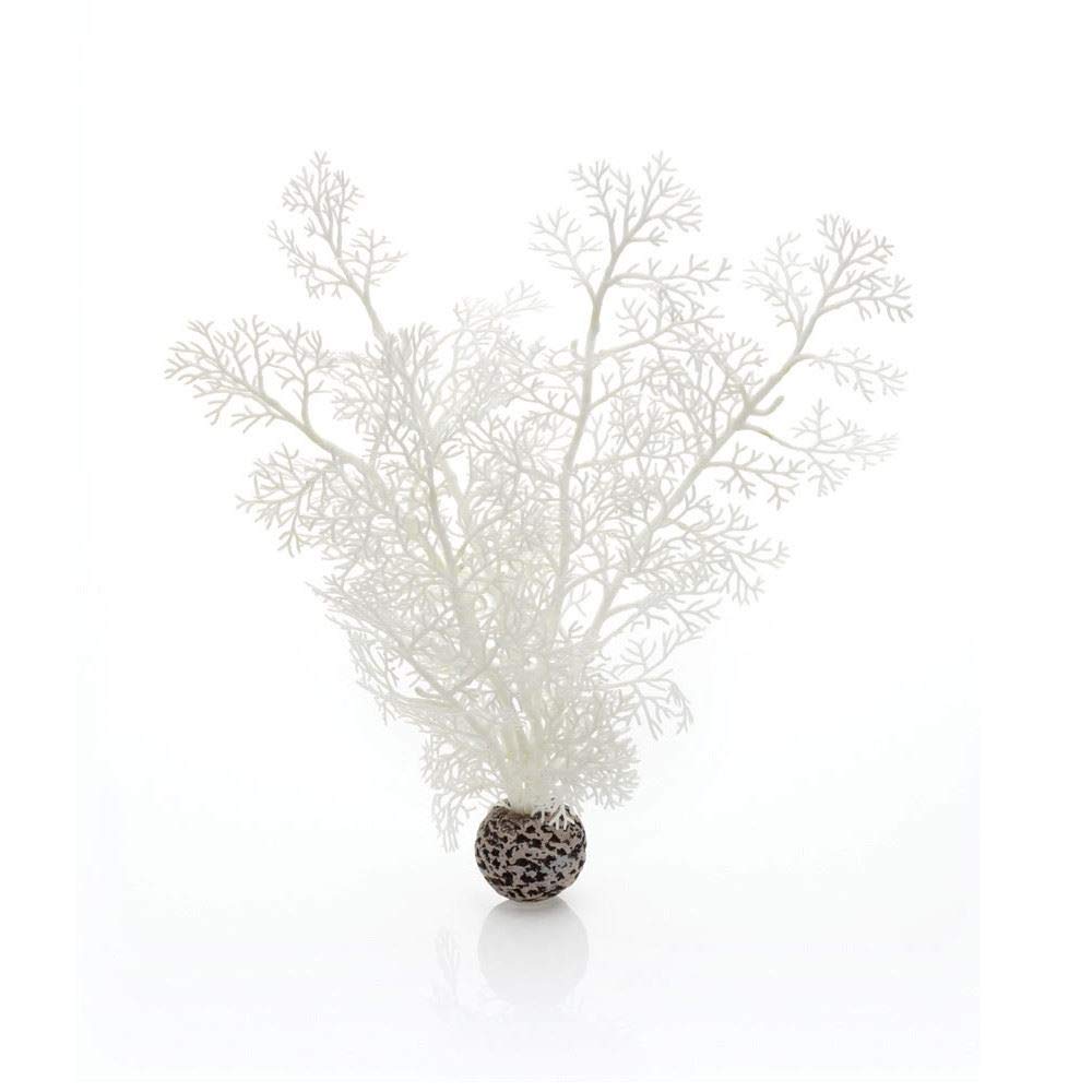 biOrb Fish Tank Decorations, Aquatic Sea Fan Plant (White) With Weighted Ball,1xAquarium Plant (Medium), Artificial Fish Tank Plants To Add Colour, Natural-Looking Aquarium Decor For Scenic Background