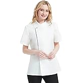 TopTie Women's Chef Coat Short Sleeve Chef Jacket