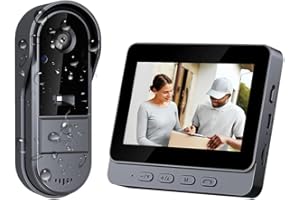 TKMARS Doorbell Camera Wireless No Subscription 1080P, Waterproof Door Bell Camera with Monitor Screen Free Storage NO WiFi and APP, Video Intercom Two-Way Audio, 170° View Angle,Night Vision