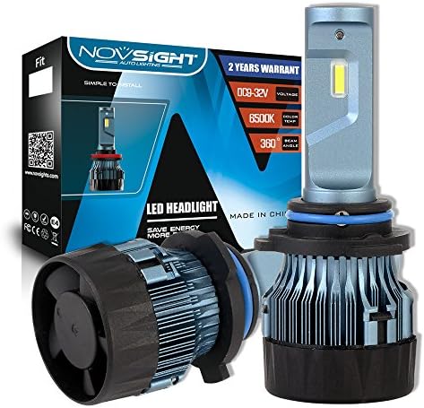 NOVSIGHT 9006 HB4 LED Headlight Bulbs 10000LM(5000LMx2) 60W(30Wx2) 6500K Cool White 2 Year Warranty