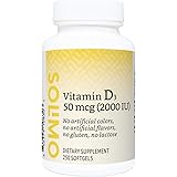 Amazon Brand - Solimo Vitamin D3 50 mcg (2000 IU), 250 Softgels, Eight Month Supply