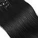 Real Clip in Hair Extensions Natural Black 8 Pieces - Premium Womens Straight Double Weft Thick Remy Hair Extensions Clip in on Human Hair for Long Hair (16