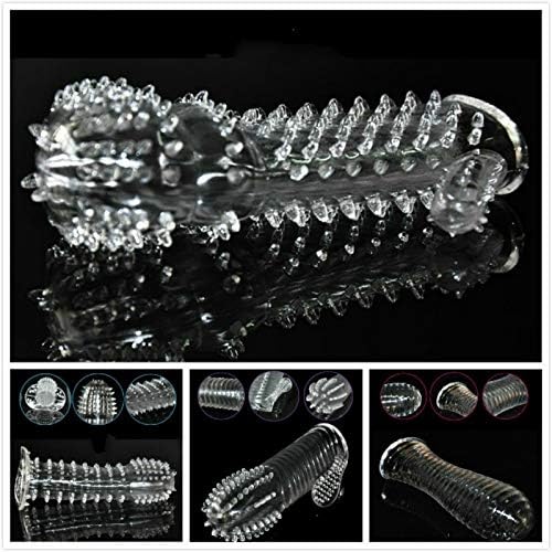 Summer vacation 4pcs Adult Fun Toy Transparent Thin Silicone Condom Stretchable Sex Massager Tool Love Sexy Toy GIF