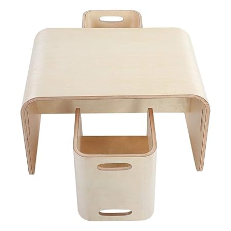 Zerone Children Wooden Table3 Pezzi Bambini Multiuso In
