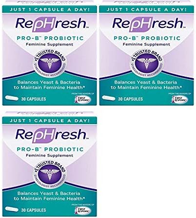 RepHresh Pro-B Probiotic Feminine Supplement, Valuue 3 PacKk (90 Ct Total)