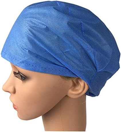 100PCS Disposable surgical cap blue disposable dentist hat disposable hat food processing hat beauty salon dust cap (blue)