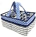 Bacati Elephants Nursery Fabric Storage Caddy with Handles, Blue/Navy/Grey