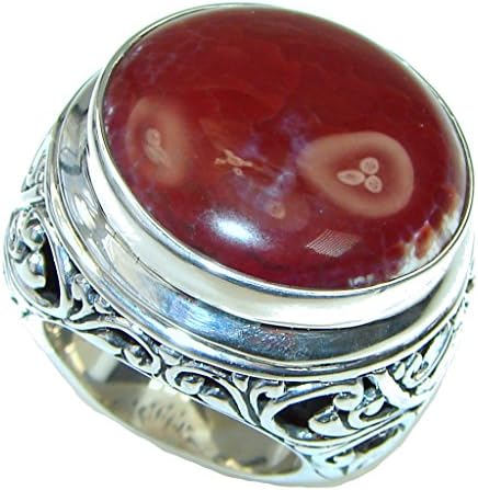 Mexican Fire Agate Women 925 Sterling Silver Ring Size: 9 - FREE GIFT BOX
